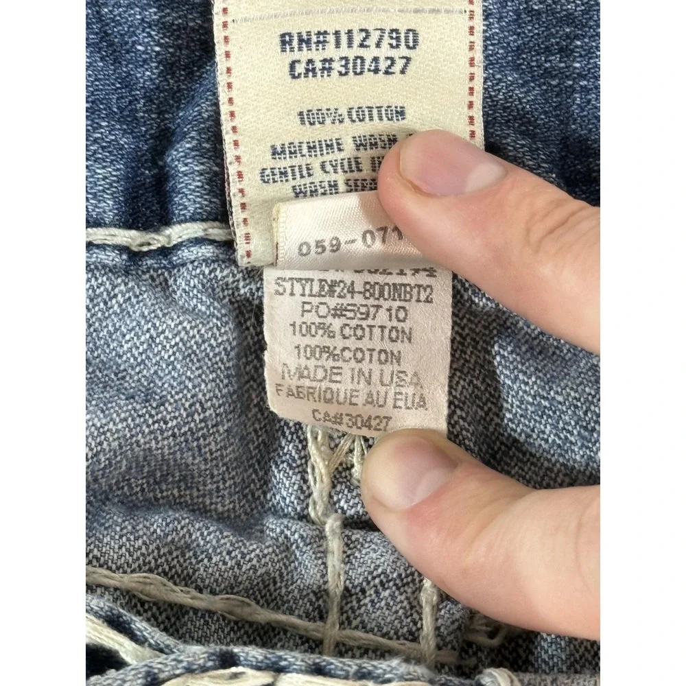 True Religion Bobby Super T Jeans Mens 32 Med Wash Relaxed Bootcut Distressed